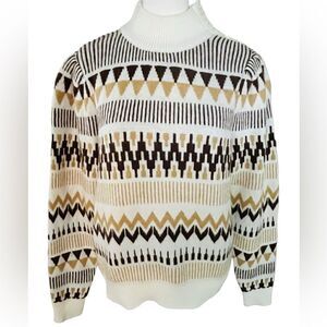 Treasure & Bond mock turtleneck with buttons tribal look sweater size M.